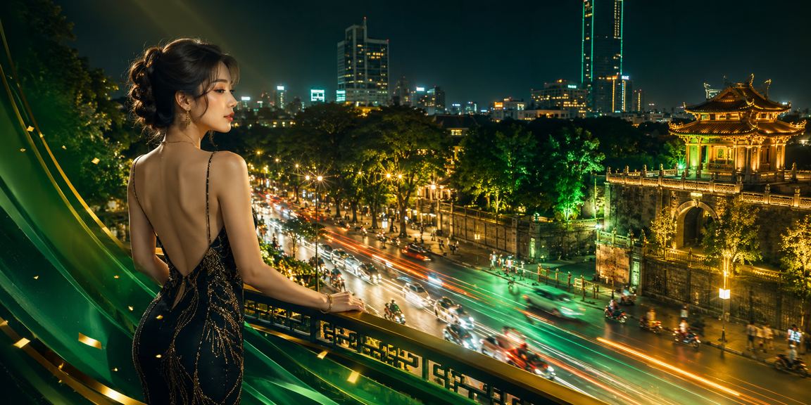 Không gian casino neon lung linh về đêm tại Hà Nội