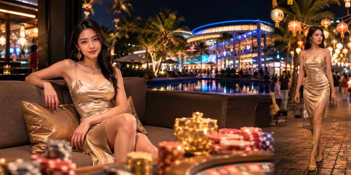 Người dùng xem khuyến mãi và đặt cược tại chợ đêm Phú Quốc